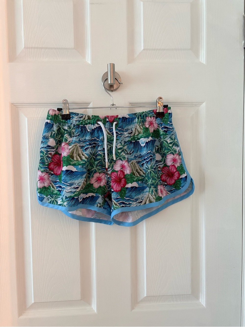 Frank's Tropical Swim Shorts in Blue & Green Print Size Small